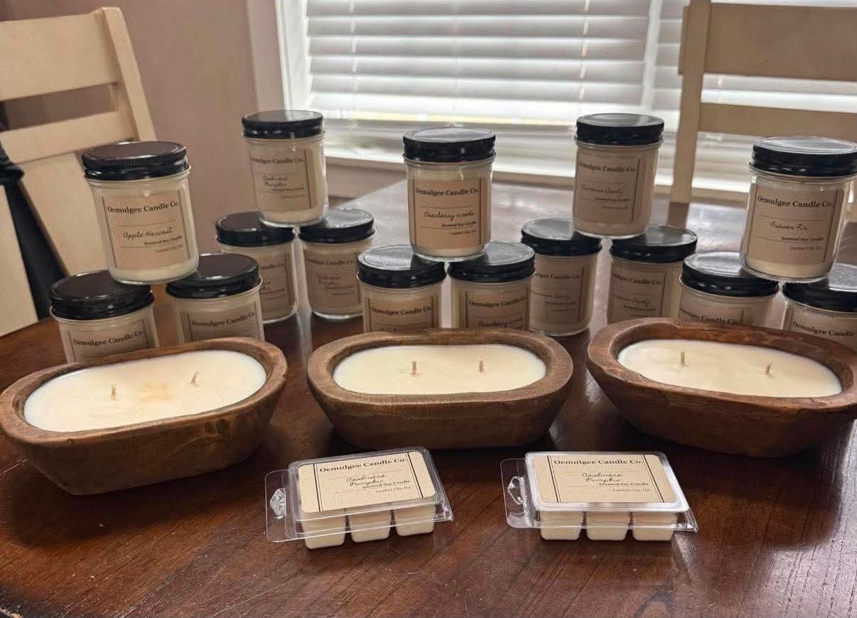 Small dough bowl candle and wax melts by Ocmulgee Candle Co.