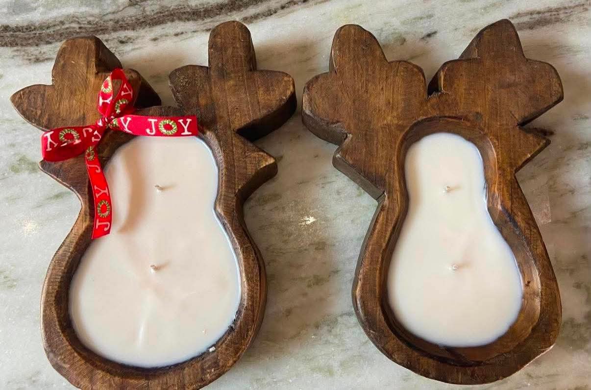 Seasonal reindeer candle by Ocmulgee Candle Co.