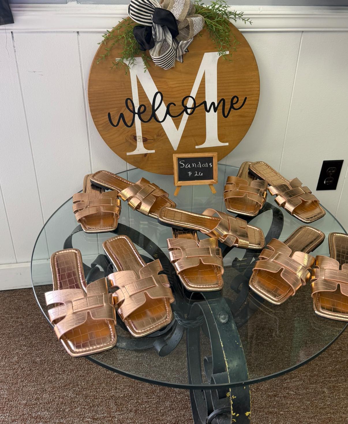 Gold crocodile sandals styled by Adorn